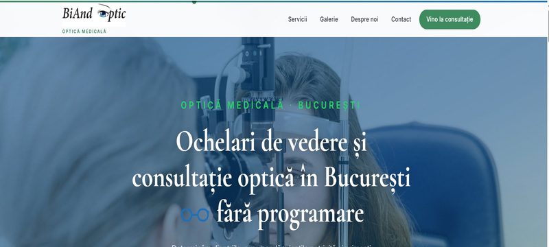 Screenshot site Biand Optic — Optică Medicală, Bd. Ferdinand, București