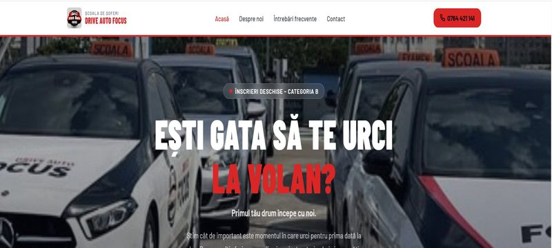 Screenshot site Drive Auto Focus — Școală de Șoferi Categoria B, București